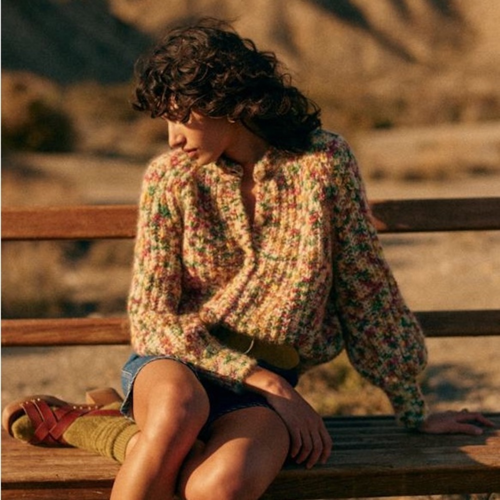 Sezane Emile Cardigan in multicolor yellow green